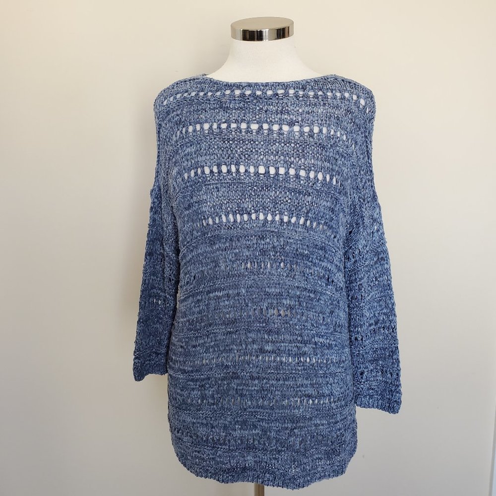 J Jill Pure Jill Open Knit Ribbon Pullover Sweater